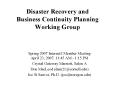 Disaster Recovery and Business Continuity Planning Working Group