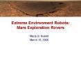 Extreme Environment Robots: Mars Exploration Rovers