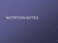 NUTRITION NOTES