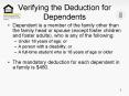 Verifying the Deduction for Dependents