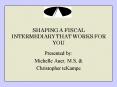 SHAPING A FISCAL INTERMEDIARY THAT WORKS FOR YOU