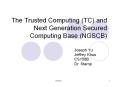 The Trusted Computing TC and Next Generation Secured Computing Base NGSCB
