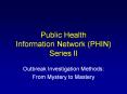 Public Health Information Network PHIN Series II
