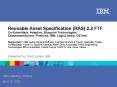 Reusable Asset Specification RAS 2.2 FTF CoSubmitters: Adaptive, Blueprint Technologies, ComponentSo