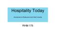 Hospitality Today Introduction to Restaurant and Hotel Industry