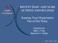RECENT EEOC AND NLRB ACTIONS AND RULINGS Keeping Your Organization Out of Hot Water