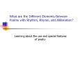 What are the Different Elements Between Poems with Rhythm, Rhyme, and Alliteration