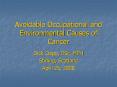 Avoidable Occupational and Environmental Causes of Cancer
