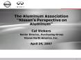 The Aluminum Association Nissans Perspective on Aluminum Cal Vickers Senior Director, Purchasing Gro