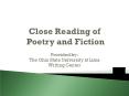 Close Reading of Poetry and Fiction