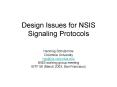 Design Issues for NSIS Signaling Protocols