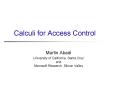 Calculi for Access Control