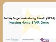 Setting TargetsAchieving Results STAR Nursing Home STAR Demo