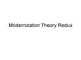 Modernization Theory Redux