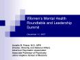 Womens Mental Health Roundtable and Leadership Summit December 11, 2007