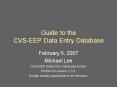 Guide to the CVSEEP Data Entry Database