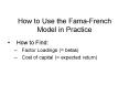 How to Use the FamaFrench Model in Practice