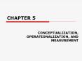 CONCEPTUALIZATION, OPERATIONALIZATION, AND MEASUREMENT