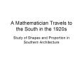 A Mathematician Travels to the South in the 1920s