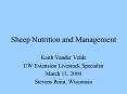 Sheep Nutrition and Management