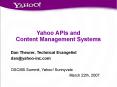 Yahoo APIs and Content Management Systems