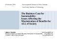 The Business Case for Sustainability Issues Affecting the Maximization of Benefits for ALL of Societ