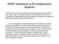 EEOC Statements on PreEmployment Inquiries