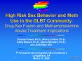 High Risk Sex Behavior and Meth Use in the GLBT Community: DrugSex Fusion and Methamphetamine Abuse