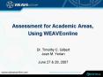 Assessment for Academic Areas, Using WEAVEonline