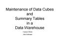 Maintenance of Data Cubes and Summary Tables in a Data Warehouse