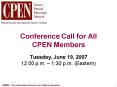 Conference Call for All CPEN Members