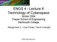 ENGS 4 Lecture 8 Technology of Cyberspace Winter 2004 Thayer School of Engineering Dartmouth College