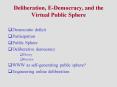 Deliberation, EDemocracy, and the Virtual Public Sphere