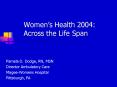Womens Health 2004: Across the Life Span