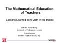The Mathematical Education of Teachers