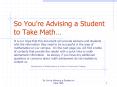 So Youre Advising a Student to Take Math
