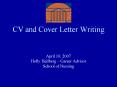 CV and Cover Letter Writing
