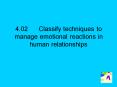 4.02Classify techniques to manage emotional reactions in human relationships