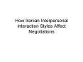 How Iranian Interpersonal Interaction Styles Affect Negotiations