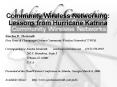 Community Wireless Networking: Lessons from Hurricane Katrina
