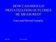 HOW CANSHOULD PRIVATIZATION OUTCOMES BE MEASURED