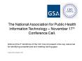The National Association for Public Health Information Technology November 17th Conference Call.