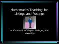 Mathematics Teaching Job Listings and Postings