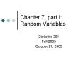 Chapter 7, part I: Random Variables