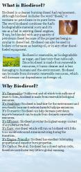 Biodiesel is renewable, as biodegradable as sugar, and less toxic than table salt. Since biodiesel is made from renewable resources, it burns cleaner and is less damaging to humans and the environment. Biodiesel can be made from domestic renewable