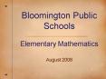 Bloomington Public Schools Elementary Mathematics