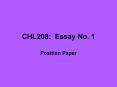 CHL208: Essay No. 1