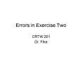 Errors in Exercise Two