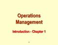 Operations Management Introduction Chapter 1