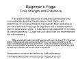 Beginners Yoga: Core Strength and Endurance